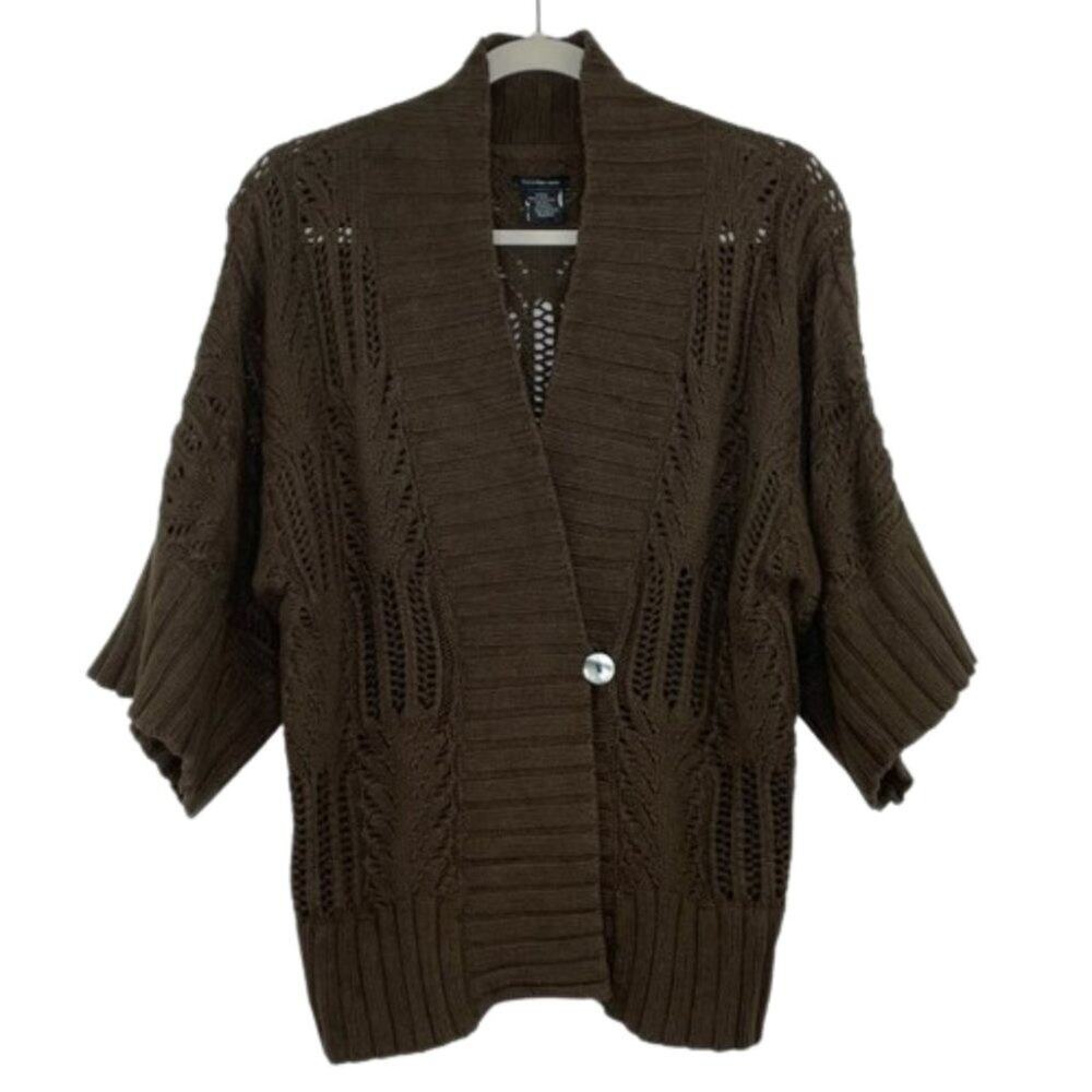 Calvin Klein Jeans Brown Knit Cardigan Sweater Y2K 90s Small Rabbit Hair blend